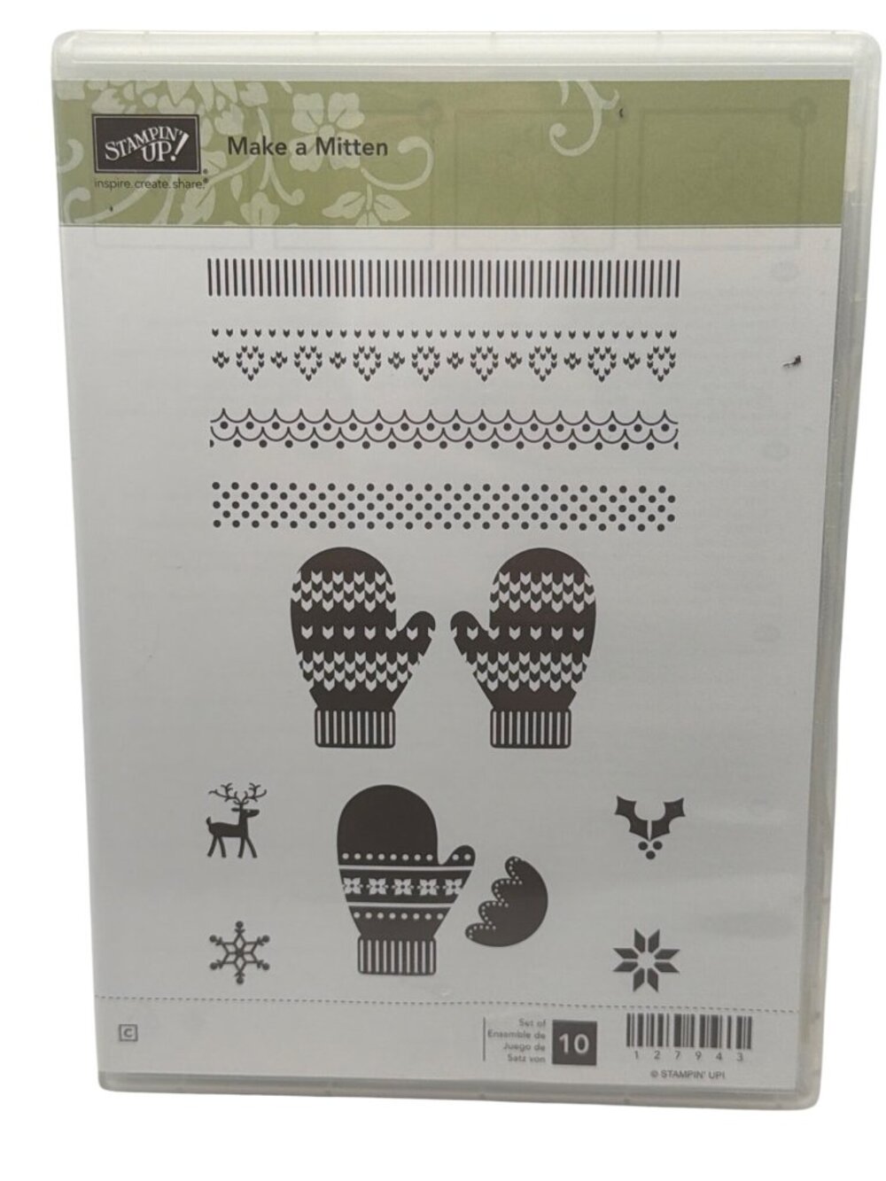 Stampin Up! Make A Mitten Rubber Stamp Set In Original Case